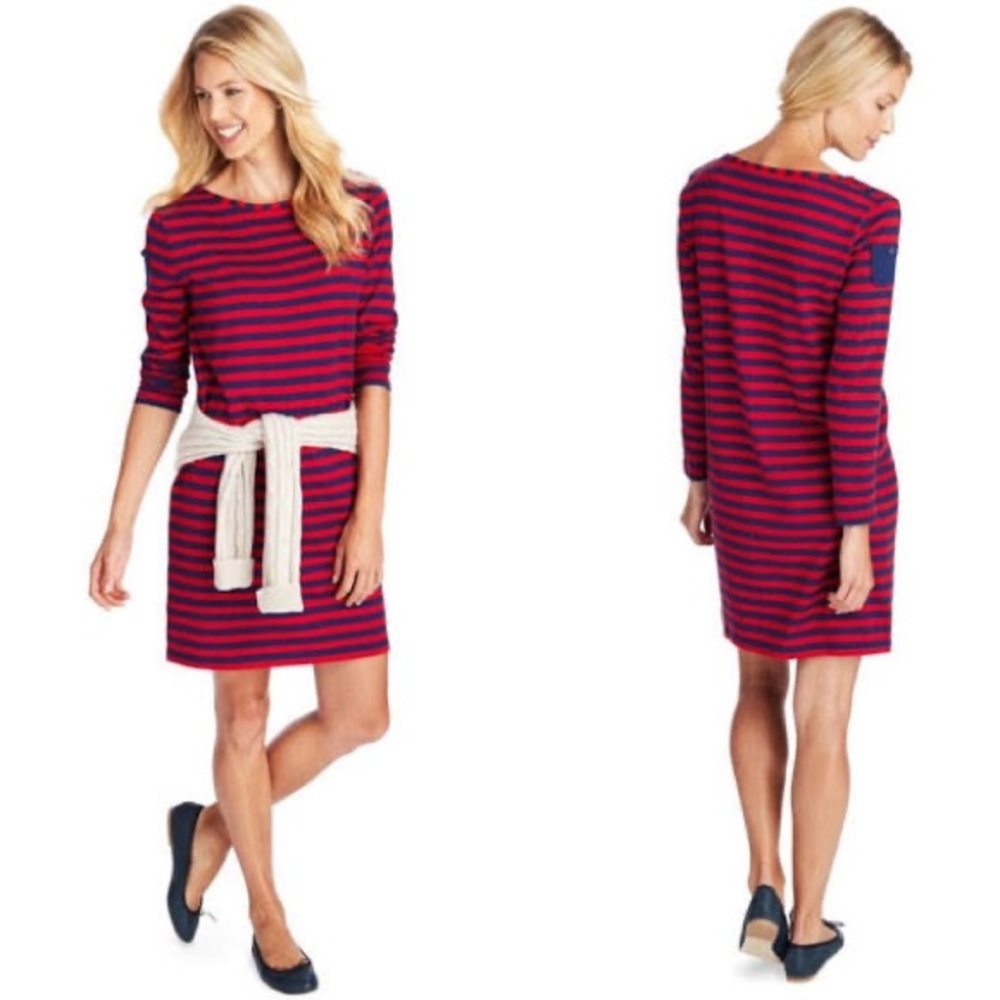 Red and navy striped knit Vineyard Vines dress